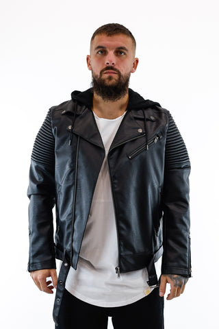 Casaco SikSilk Black Hooded Detail Biker