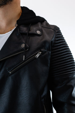 Casaco SikSilk Black Hooded Detail Biker