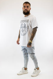 T-Shirt Oversized Branca Prata Phoenix Gianni Kavanagh