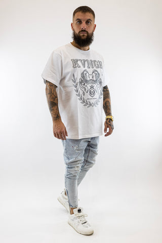 T-Shirt Oversized Branca Prata Phoenix Gianni Kavanagh