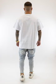 T-Shirt Oversized Branca Prata Phoenix Gianni Kavanagh