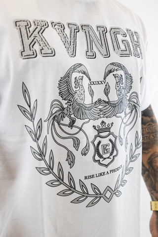 T-Shirt Oversized Branca Prata Phoenix Gianni Kavanagh