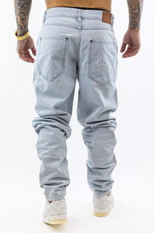 Small Signature Tapered Five Pocket Denim Bleached Blue Karl Kani