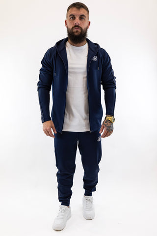 Fato Treino Completo Listado Azul Sik Silk