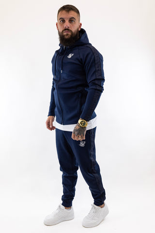 Fato Treino Completo Listado Azul Sik Silk