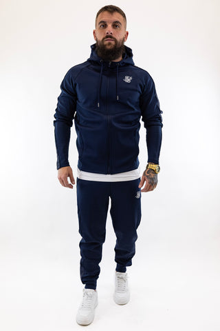 Fato Treino Completo Listado Azul Sik Silk