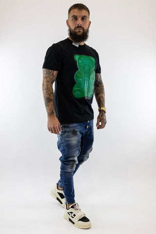 T-Shirt Preta Urso Verde Gianni Kavanagh