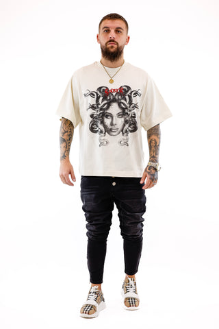 Ecru Medusa T-Shirt Sik Silk