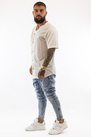 Block Pinstripe Baseball Shirt Off Karl Kani