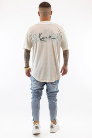 Block Pinstripe Baseball Shirt Off Karl Kani