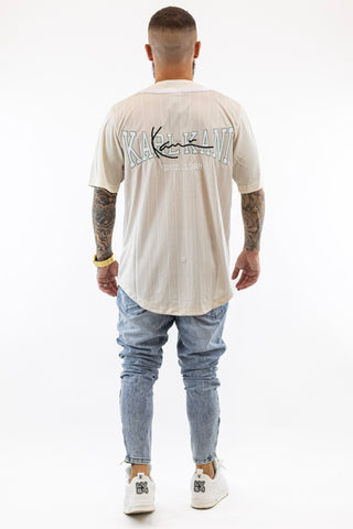 Block Pinstripe Baseball Shirt Off Karl Kani