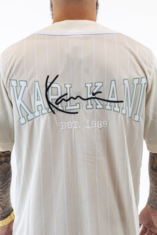 Block Pinstripe Baseball Shirt Off Karl Kani