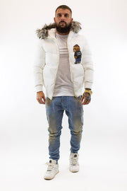 Casaco Branco Pelo Logomania Bear Gianni Kavanagh