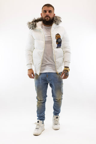 Casaco Branco Pelo Logomania Bear Gianni Kavanagh