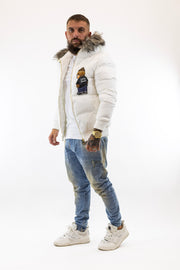 Casaco Branco Pelo Logomania Bear Gianni Kavanagh