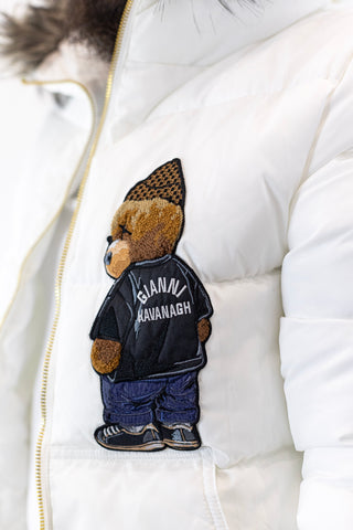 Casaco Branco Pelo Logomania Bear Gianni Kavanagh