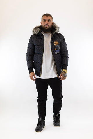 Casaco Preto Pelo Logomania Bear Gianni Kavanagh