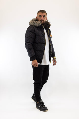 Casaco Preto Pelo Logomania Bear Gianni Kavanagh