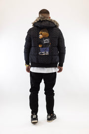 Casaco Preto Pelo Logomania Bear Gianni Kavanagh