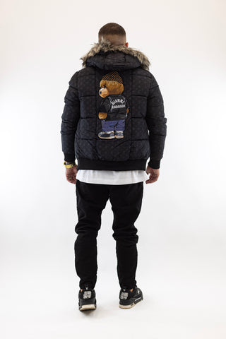Casaco Preto Pelo Logomania Bear Gianni Kavanagh