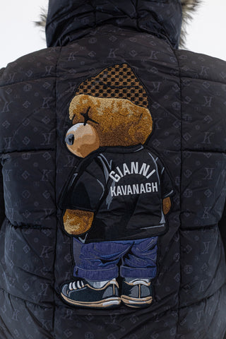 Casaco Preto Pelo Logomania Bear Gianni Kavanagh