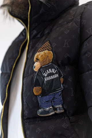 Casaco Preto Pelo Logomania Bear Gianni Kavanagh