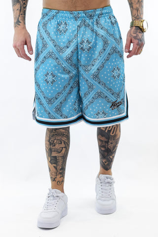 Varsity Paisley mesh Short blue KarlKani