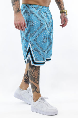 Varsity Paisley mesh Short blue KarlKani