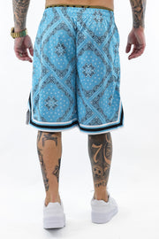 Varsity Paisley mesh Short blue KarlKani