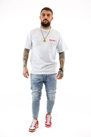 Seven T-Shirt Drop Shoulder White-Red