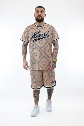 Varsity Paisley Mesh tee Sand KarlKani