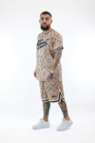 Varsity Paisley Mesh tee Sand KarlKani