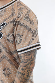 Varsity Paisley Mesh tee Sand KarlKani