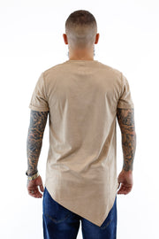 T-shirt Veludo Castanha Corte em Bico Sixth June