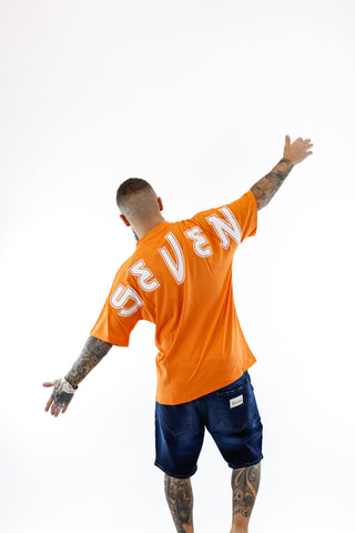 T-shirt Seven Sleveless - Orange & White