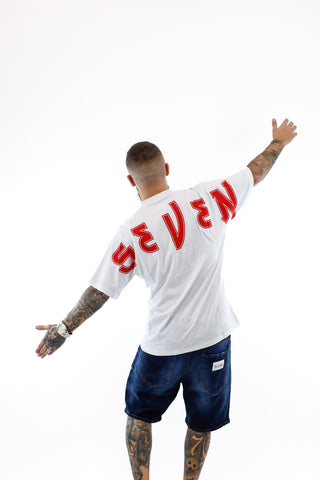 T-shirt Seven Sleveless - White & Red