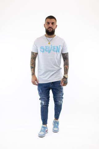 Seven T-Shirt White Turquoise