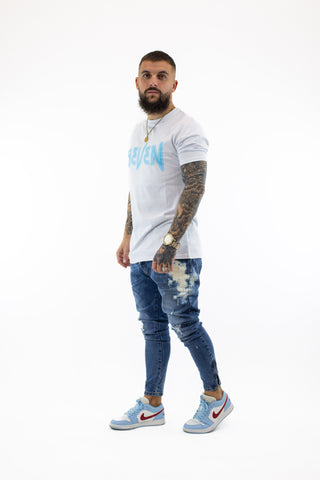 Seven T-Shirt White Turquoise