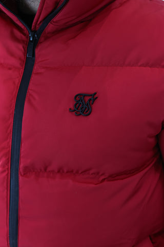 Red Embossed Logo Puffer Jacket SikSilk