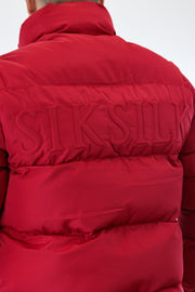 Red Embossed Logo Puffer Jacket SikSilk