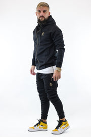 Gym King Full Zip Poly Tracksuit - Black/Gold