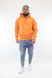 Raw Seam Quarter Zip Hoodie Orange