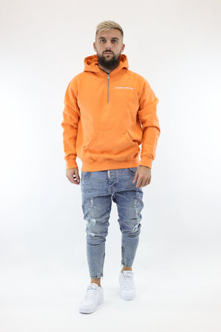 Raw Seam Quarter Zip Hoodie Orange