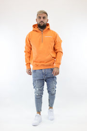 Raw Seam Quarter Zip Hoodie Orange