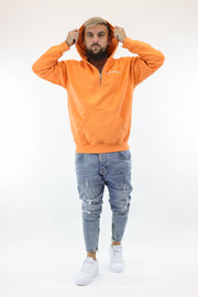 Raw Seam Quarter Zip Hoodie Orange