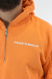 Raw Seam Quarter Zip Hoodie Orange