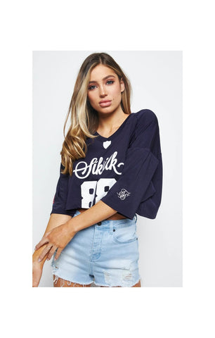 T-shirt SikSilk Retro Football Crop - Navy