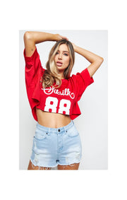 T-shirt SikSilk Retro Football Crop - Red