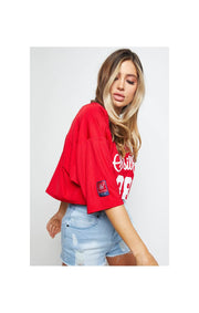 T-shirt SikSilk Retro Football Crop - Red