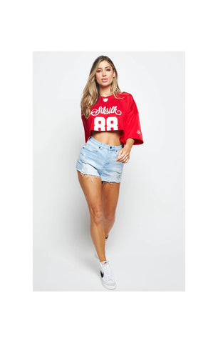 T-shirt SikSilk Retro Football Crop - Red